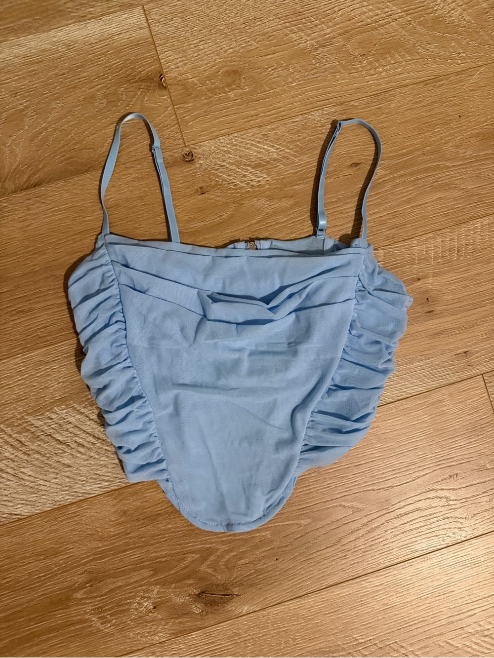 Light Blue Ruching Crop Top